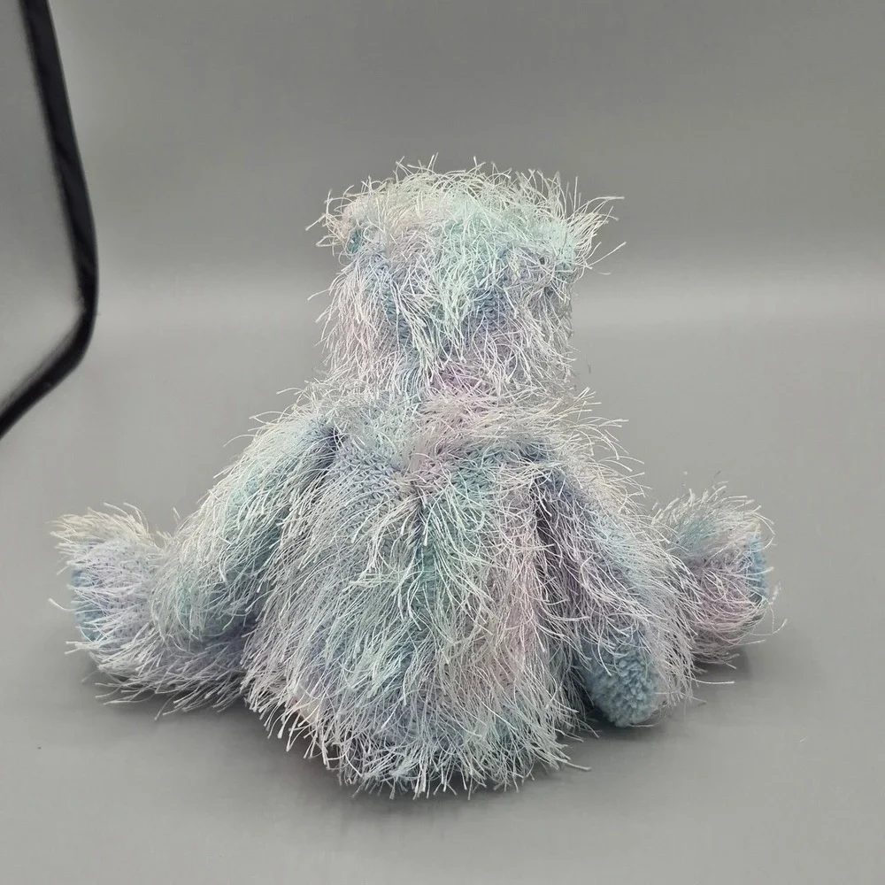 Ty The Punkies Collection 2002 Shaggy Blue Purple Frayed Eyelash Yarn Bear Plush